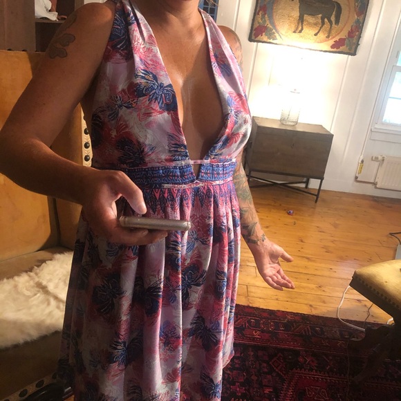 Free People NWT silky halter backless dress L - Picture 8 of 8